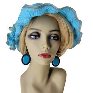 WOMENS Packable Cotton Blue Lightweight Summer Travel Golfing Beach Hat